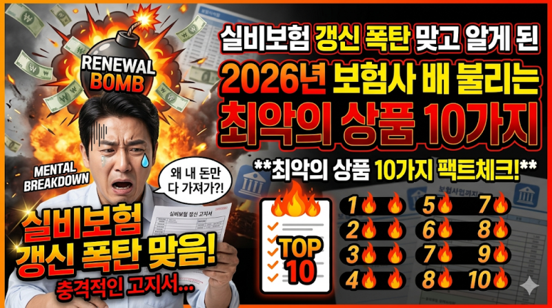 실비보험 갱신 폭탄 맞고 알게 된 2026년 보험사 배 불리는 최악의 상품 10가지