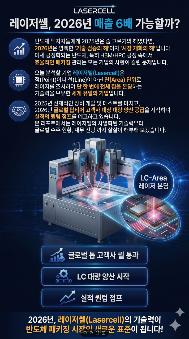 레이저쎌, 2026년 매출 6배 가능할까? 글로벌 고객사 퀄 통과가 주가의 핵심이다