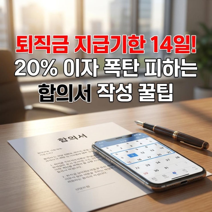  퇴직금 지급기한 14일! 20% 이자 폭탄 피하는 합의서 작성 꿀팁