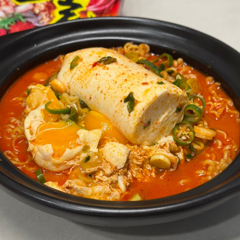 "라면 요리" 순두부열라면 레시피, 2인분 물 황금 비율로 만드는법