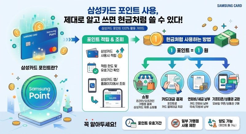 삼성카드 포인트 사용, 제대로 알고 쓰면 현금처럼 쓸 수 있다