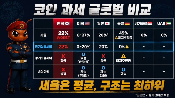  대한민국 코인 과세 구조, 주요국과 비교하면 문제가 명확합니다.