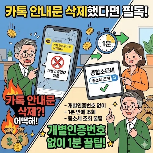 카톡 안내문 삭제했다면 필독! 종소세 개별인증번호 없이 1분 만에 조회하는 꿀팁