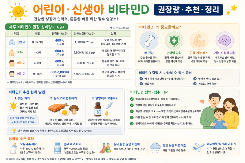 키즈 아기 비타민D 음식 어린이 신생아 비타민d 권장량 추천 정리