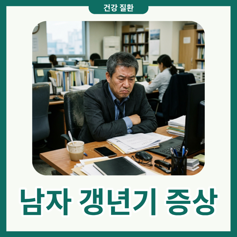 남자 갱년기 증상 자가진단 및 검사 방법, 남성호르몬 감소 이유까지