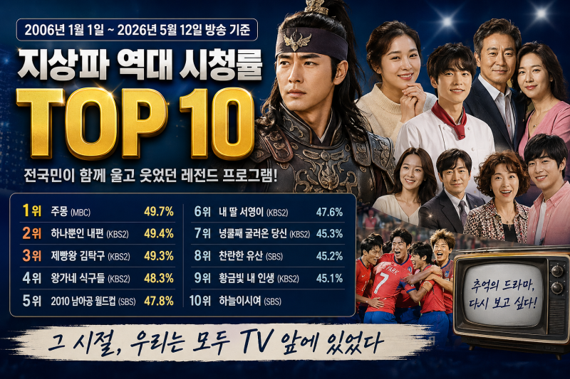 아직도 안 본 사람이 있다고? 2006년~2026년 역대 지상파 시청률 TOP10 총정리