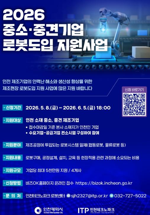 제조현장 자동화 속도…인천, 로봇도입 지원 확대