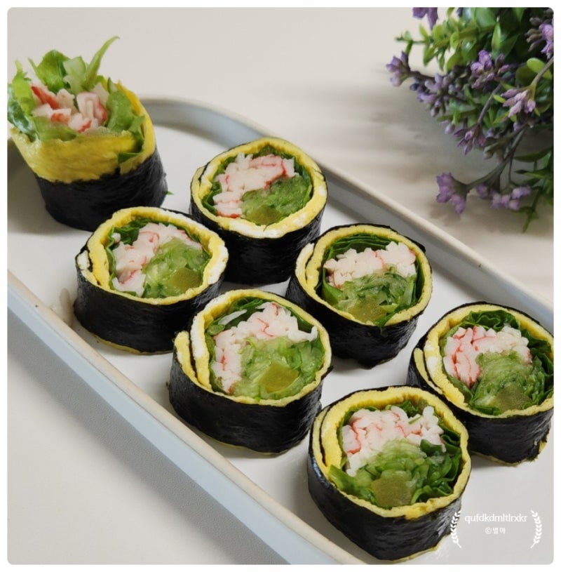 계란 키토김밥 만들기 | 밥 없이 아삭한 상추 맛살 오이김밥 레시피