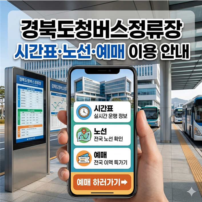 경북도청 버스정류장 시간표·노선·예매 이용 안내