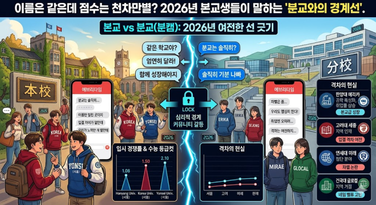  [본교 vs 분교] 이름은 같은데 점수는 천차만별? 2026년 본교생들이 말하는 '경계선'