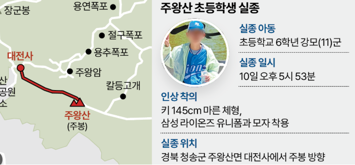  주왕산 실종 초등학생 11세 “휴대전화도 없었다”… 주왕산 실종 초등학생, 결국 숨진 채 발견된 안타까운 결말