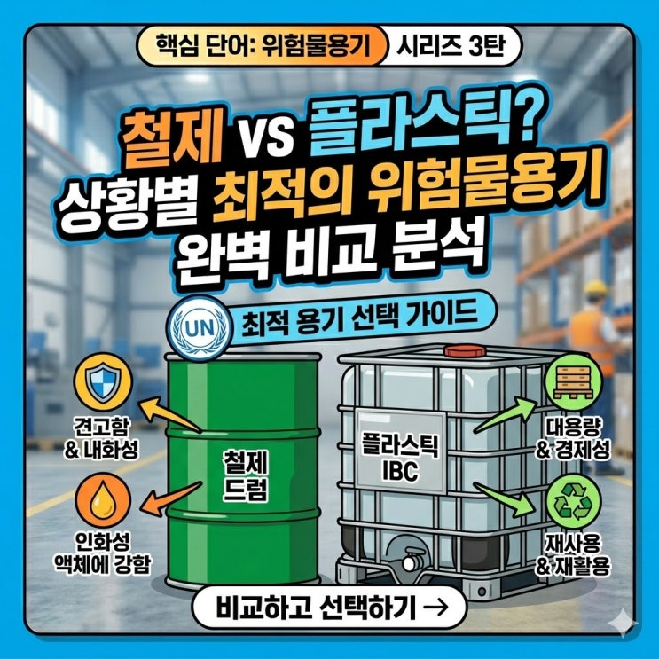  철제 vs 플라스틱? 상황별 최적의 위험물용기 비교 분석