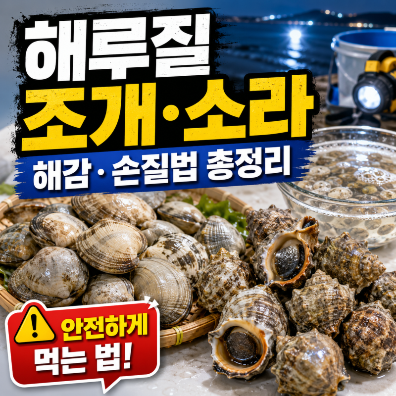 해루질 조개 해감하는 법과 소라 손질법, 안전하게 먹는 방법