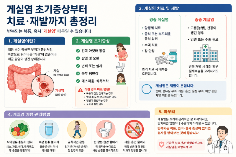 게실염 초기증상부터 치료·재발까지 총정리2026