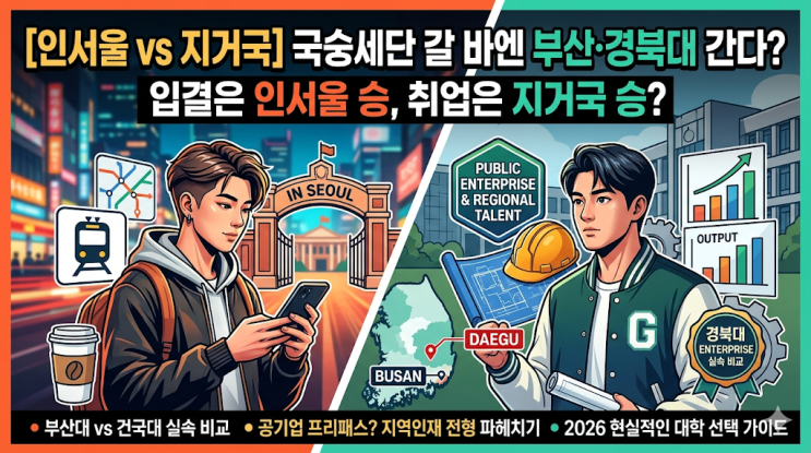  [인서울 vs 지거국] 국숭세단 합격증 찢고 부산대 간 조카가 2026년 취업 시장에서 웃는 이유