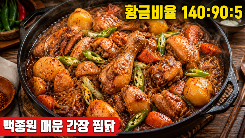 백종원 매운 간장 찜닭 황금비율, 진간장 140ml에 청양고추 3개 넣으면 망치는 진짜 이유 (2026....