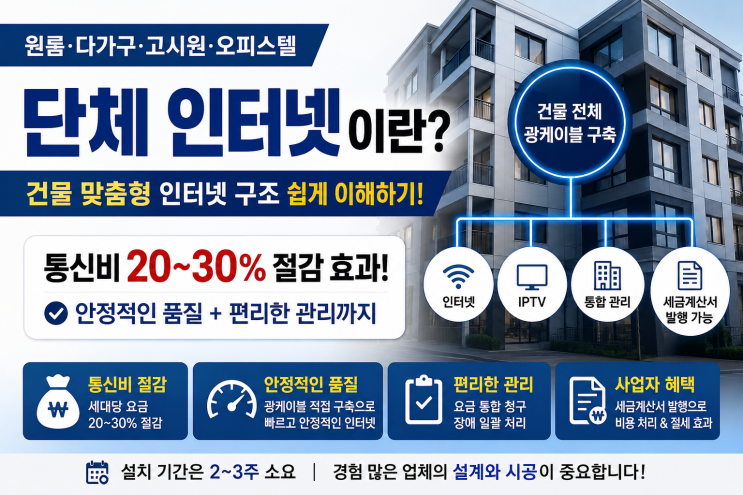  원룸 다가구 vs  오피스텔 건물 맞춤형 단체 인터넷 구조 쉽게 이해하기