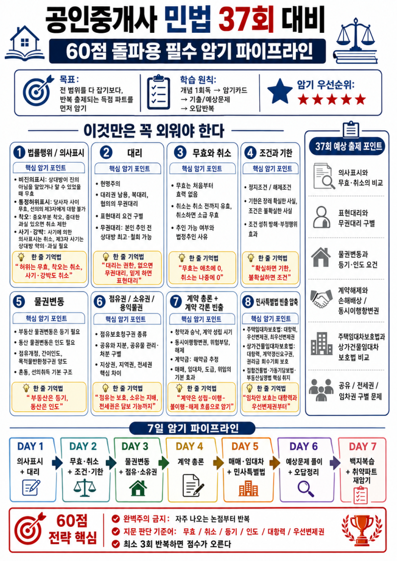 공인중개사 민법 독학 공부법｜70점 안정권 만드는 기출 회독 구조