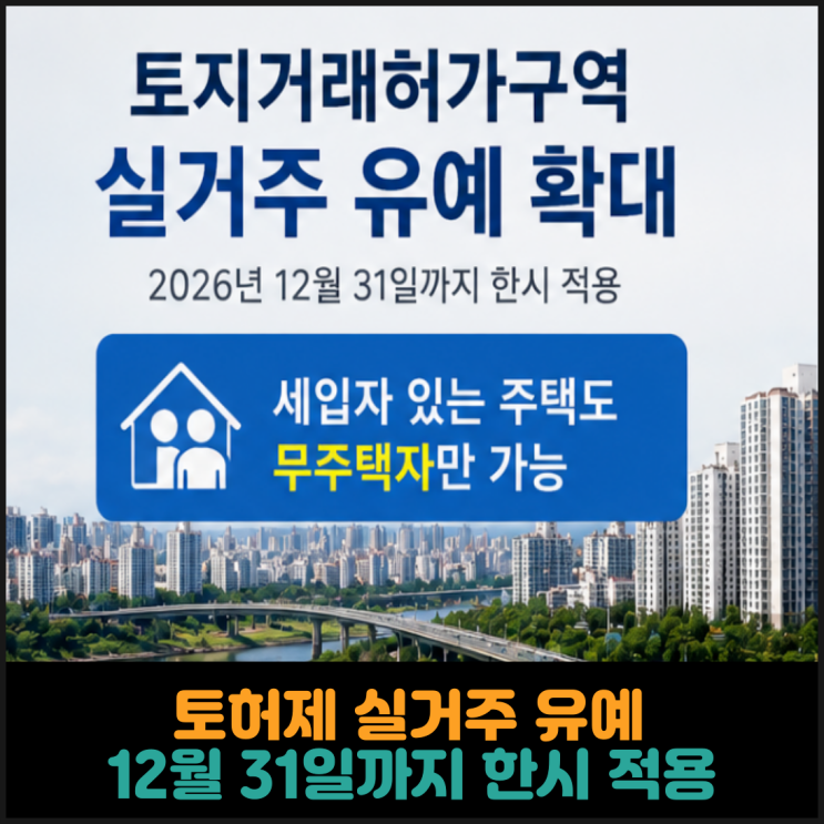  토지거래허가구역 실거주 유예, 12월 31일까지 한시 적용