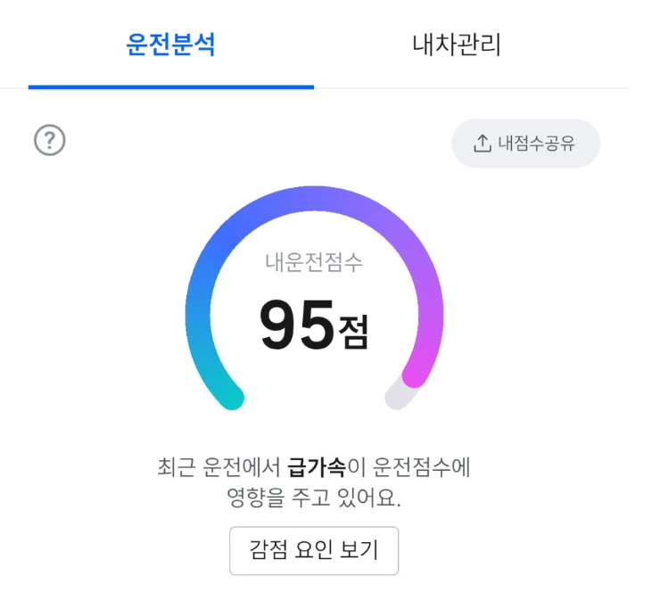 T맵 운전점수 올리기 티맵 보험료 할인 95점 노하우