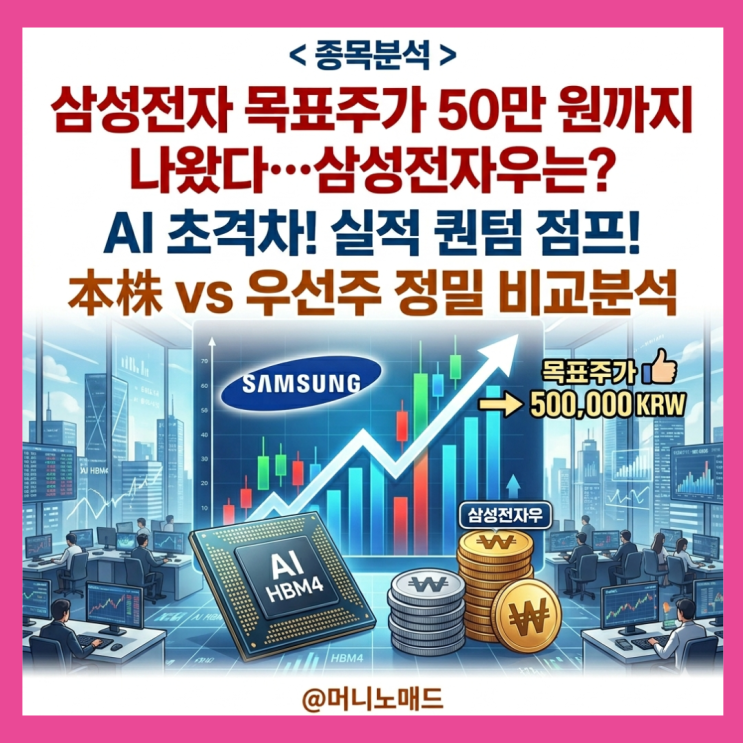  삼성전자 목표주가 50만 원까지 나왔다…삼성전자우는?
