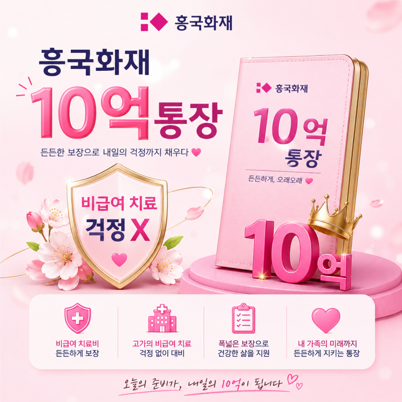 흥국화재 10억 통장 플랜! 비급여치료 이제 걱정 마세요!
