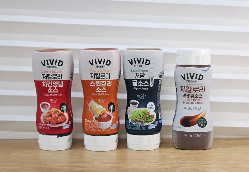 다이어트 소스의 정석 비비드 키친 저칼로리 치킨 양념, 스윗칠리, 바비큐, 저당 굴 소스