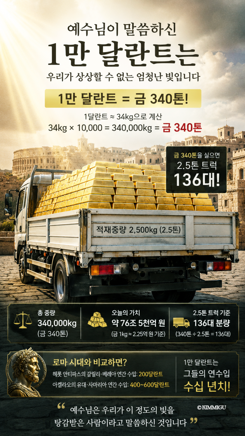 1만 달란트는 얼나마 큰 가치일까?
