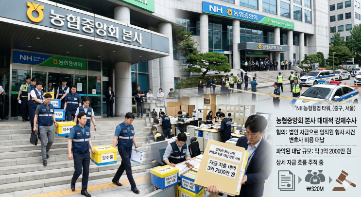 '3억 대납 의혹' <b>농협중앙회 압수수색</b>, 공금이 개인 변호사비로?... 