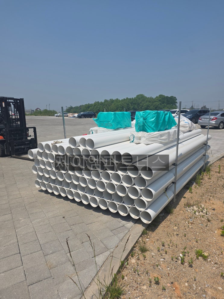  PVC VG2 150mm 배수관 공사현장 납품, 하차까지 고려한 현장 맞춤 공급!