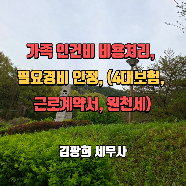  가족 인건비 비용처리, 필요경비 인정, (4대보험 기준, 근로계약서, 원천세)