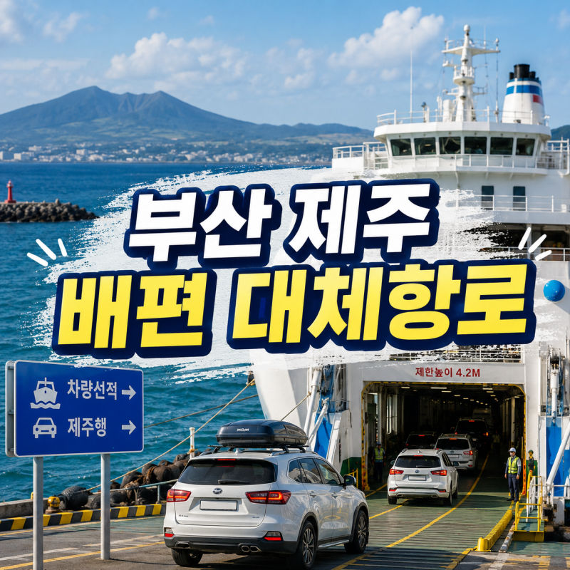 부산 제주도 배편 예약 불가, 운항 종료 됐어요 차 가지고 가려면 어디로?