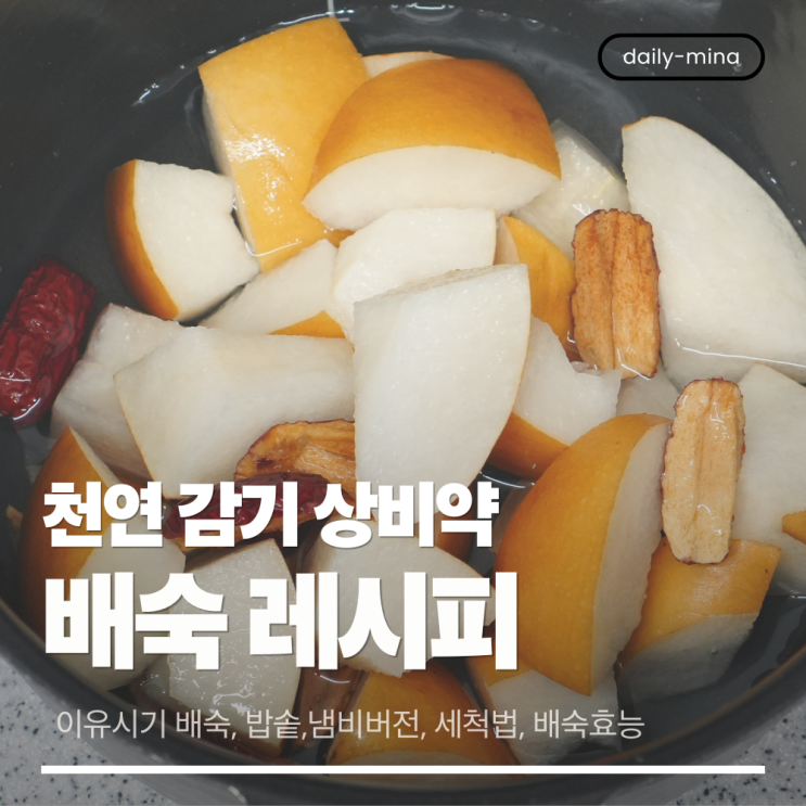  우리 아이를 위한 천연 감기 상비약, 껍질째 달인 진한 배숙 레시피(이유시기배숙,효능,세척법)