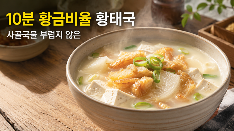 황태국 끓이는법 황금비율 10분 들기름, 북어국과 뽀얀 국물 차이 만드는 진짜 이유 (2026년 5....