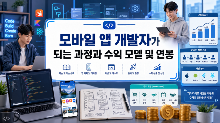  모바일 앱 개발자가 되는 과정과 수익 모델 및 연봉