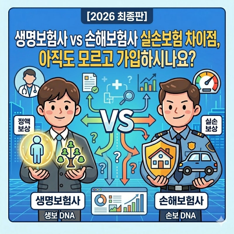 [2026 최종판] 생명보험사 vs 손해보험사 실손보험 차이점, 아직도 모르고 가입하시나요?