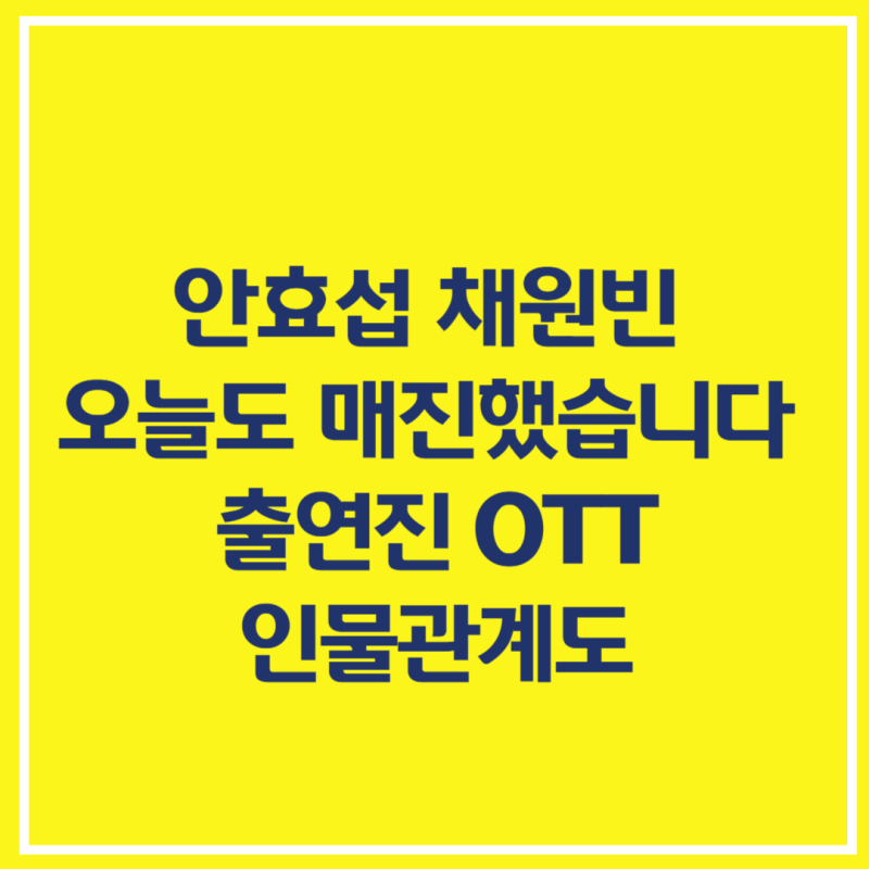 안효섭 채원빈 드라마 오늘도 매진했습니다 출연진·OTT·인물관계도