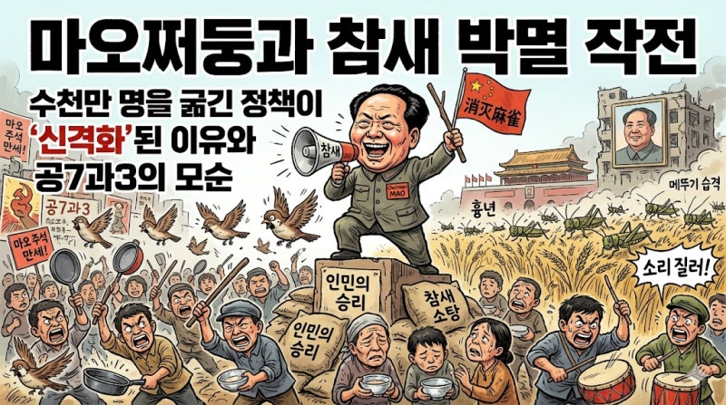 마오쩌둥과 참새 박멸 작전: 수천만 명을 굶긴 정책이 '신격화'된 이유와 공7과3의 모순