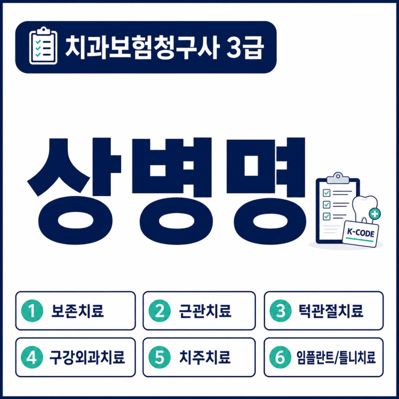 치과건강보험청구사 3급 합격 비결: 상병명 | 8