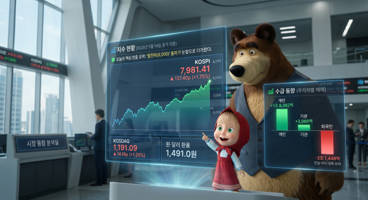   [2026.05.14 증시 마감 브리핑] 코스피 7,981 또 사상 최고치! '팔천피' 초읽기