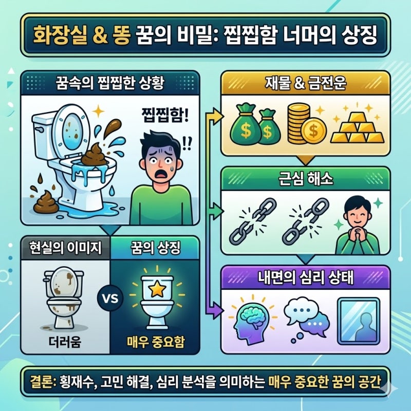 화장실 꿈, 더러울수록 대박일까? 재물운부터 심리 상태까지 완벽 총정리!
