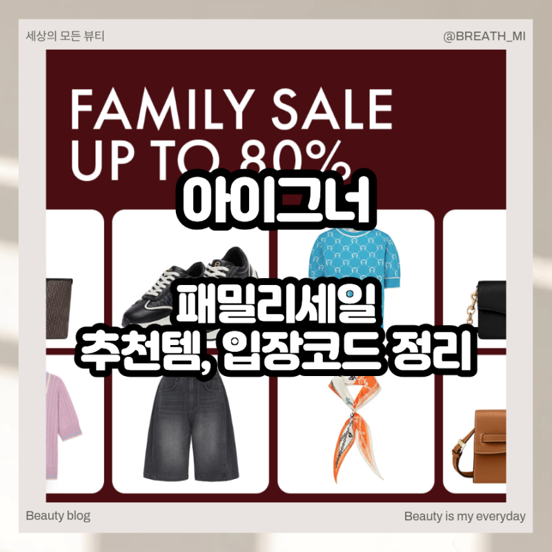 아이그너 패밀리세일, 가방 티셔츠 80% 한눈에 보기