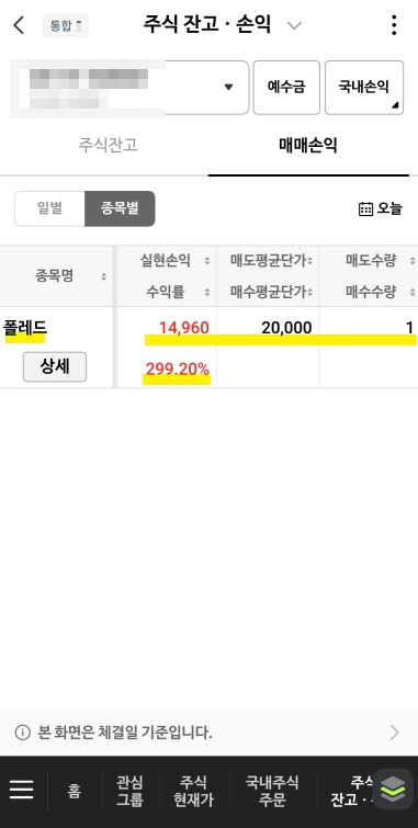  폴레드 상장일 매도 후기 수익 실현 