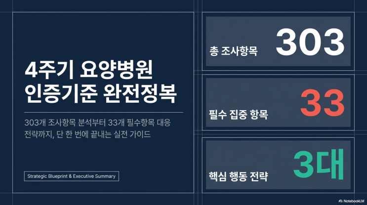 4주기 요양병원 인증 기준 전체 구조-303개 조사항목 중 필수 항목 등