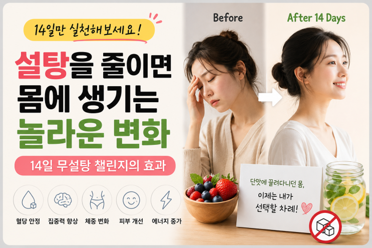  설탕을 14일 줄이면 몸에 생기는 변화｜혈당 관리와 단 음식 줄이는 법