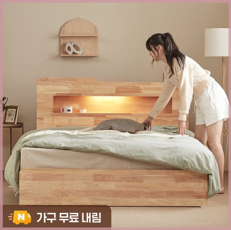 좁은 방의 마법, 루이스 LED 평상형 수납 침대 프레임 SS로 완성하는 완벽한 휴식 공간