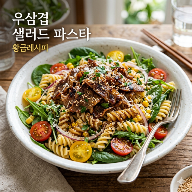 입맛 살리는 우삼겹 샐러드 파스타 만들기: 오리엔탈 드레싱과 환상 궁합