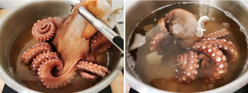 문어를 맛있게 삶는 법                무·대파·양파 육수에 삶고, 남은 육수는 칼국수까지 활용....