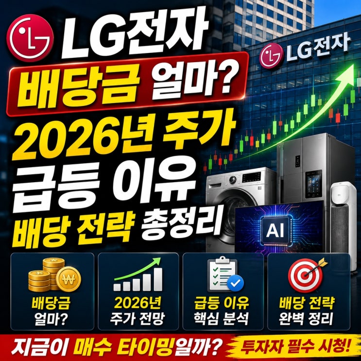 <b>LG전자</b> <b>배당</b>금 얼마? 2026년 주가 급등 이유와 <b>배당</b> 전략 총정리