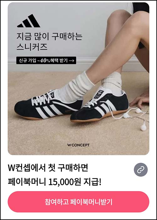  페이북 x W컨셉 첫구매 (페이북머니 15,000원)전원
